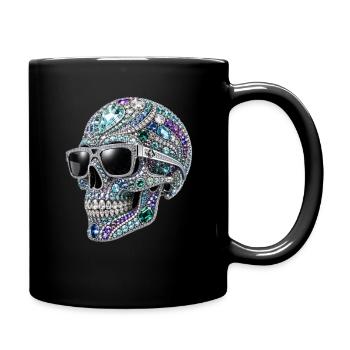 Jewel skull with sunglasses - Full Colour Mug - black - Right