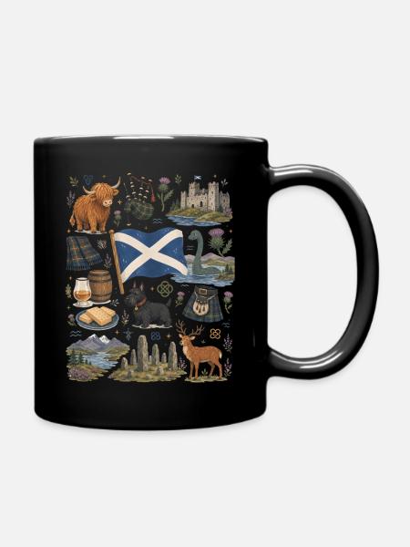 Schottland | Highlands, Kilt & Whisky - Tasse einfarbig - Schwarz