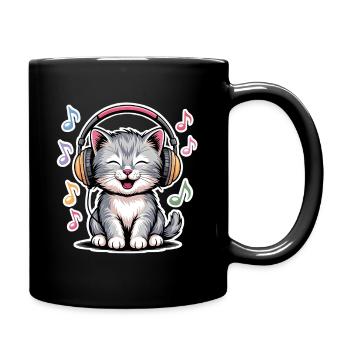 Chat de la musique - Mug uni - noir - Droite