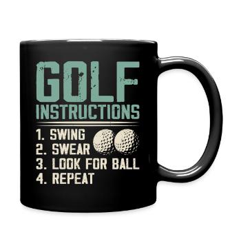 Golf Instructions – Swing, Swearing, Search - Full Colour Mug - black - Right