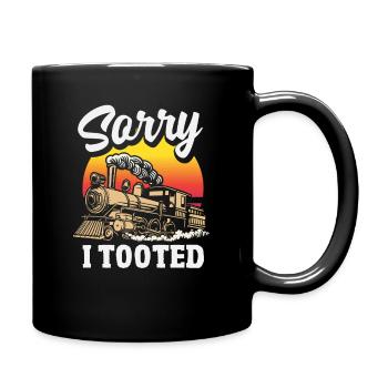 Sorry I Tooted Funny Train Locomotive Joke - Full Colour Mug - black - Right