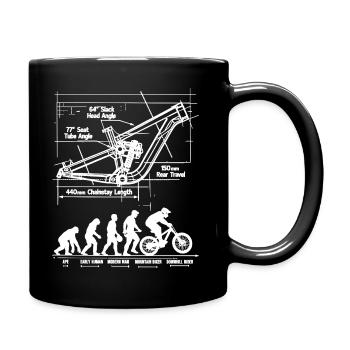 MTB Evolution Blueprint: Full Suspension Frame - Full Colour Mug - black - Right