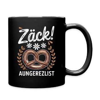 Zäck! Brezel mit Blumen im rustikalen Retro-Look - Tasse einfarbig - Schwarz - Rechts