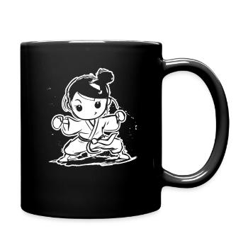 Karate Girl Cartoon Look - Full Colour Mug - black - Right