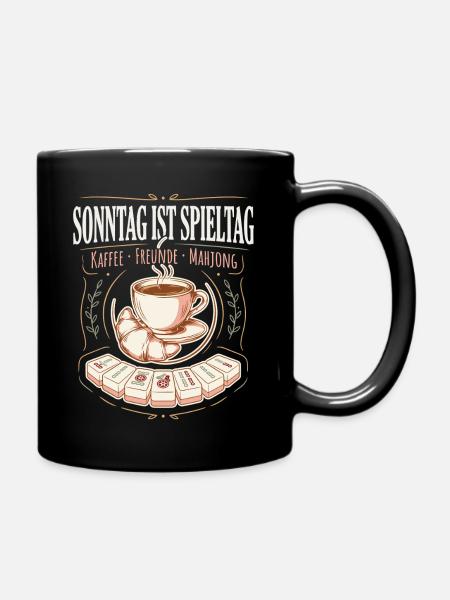 Sonntag ist Spieltag Kaffee Mahjong - Tasse einfarbig - Schwarz
