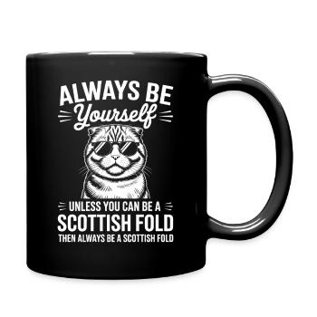 Schottische Faltohrkatze Scottish Fold Geschenk - Tasse einfarbig - Schwarz - Rechts