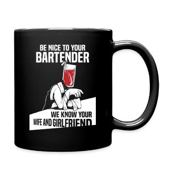Kellner Barkeeper Ober Bar Bartender barchef - Tasse einfarbig - Schwarz - Rechts
