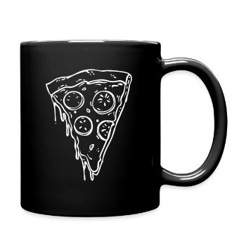 Art au trait de la part de pizza - Mug uni - noir - Droite