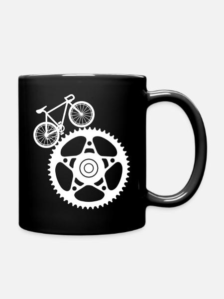 Zahnrad und Fahrradkunst - Tasse einfarbig - Schwarz