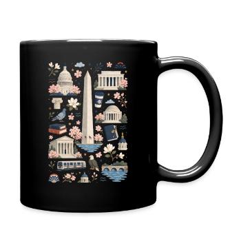 Washington D.C. | Monuments et cerisiers en fleurs - Mug uni - noir - Droite