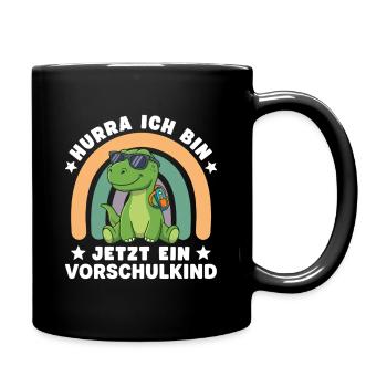 Vorschulkind Dinosaurier Schulstart Einschulung - Tasse einfarbig - Schwarz - Rechts