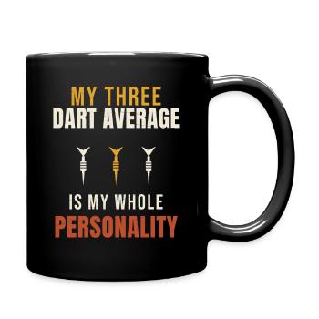 Fléchettes, ma moyenne de trois fléchettes est toute ma personnalité - Mug uni - noir - Droite