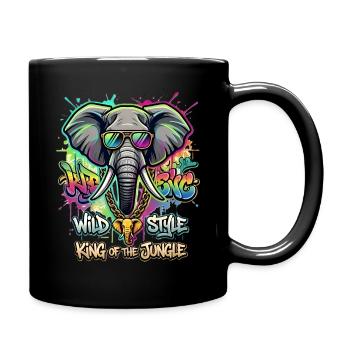 Graffiti Elephant: King of the Jungle - Full Colour Mug - black - Right