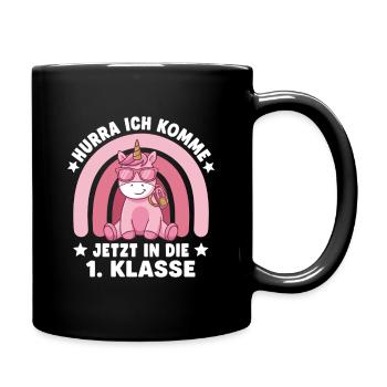 1. Klasse Einhorn Schulstart Einschulung - Tasse einfarbig - Schwarz - Rechts