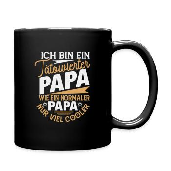 Tätowierter Papa Cooler Spruch - Tasse einfarbig - Schwarz - Rechts