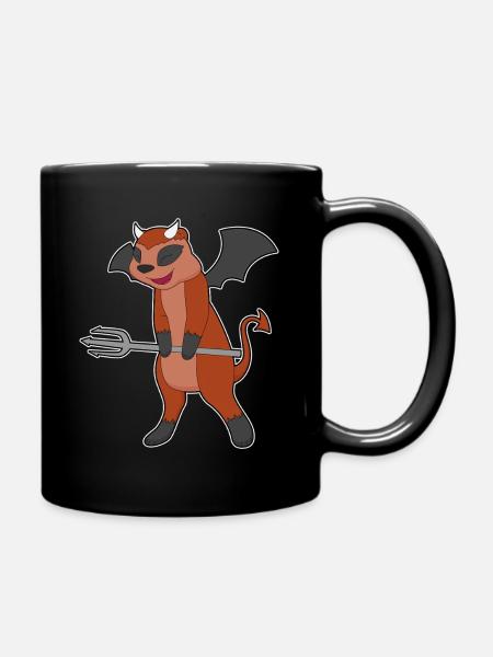 Erdmännchen Halloween Teufel Dreizack - Tasse einfarbig - Schwarz