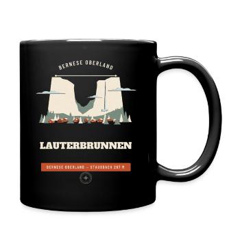 Lauterbrunnen-Tal Retro-Reiseemblem - Tasse einfarbig - Schwarz - Rechts
