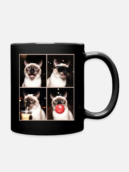 Katzen Siam Katze - Tasse einfarbig - Schwarz