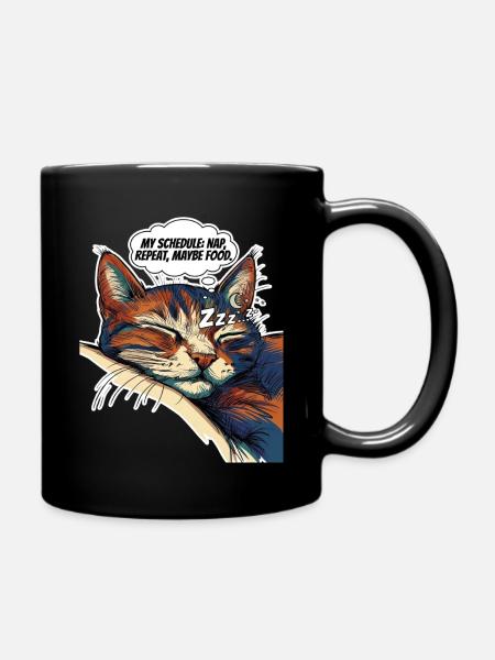 Katzentraum: Nickerchen machen und planen - Tasse einfarbig - Schwarz