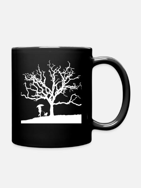 Spätherbst Hundehalter Geschenkidee Minimal Design - Tasse einfarbig - Schwarz