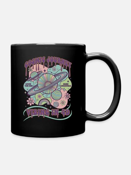 Kosmische Reise mit 4D-Hippie-Musik – psychedelisch - Tasse einfarbig - Schwarz