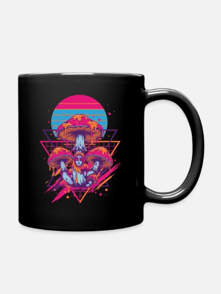 Psychedelische Festival-Hippie-Pilz-Batik-Pilze - Tasse einfarbig - Schwarz