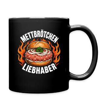  METTBRÖTCHEN LIEBHABER Zwiebeln Hackfleisch - Tasse einfarbig - Schwarz - Rechts