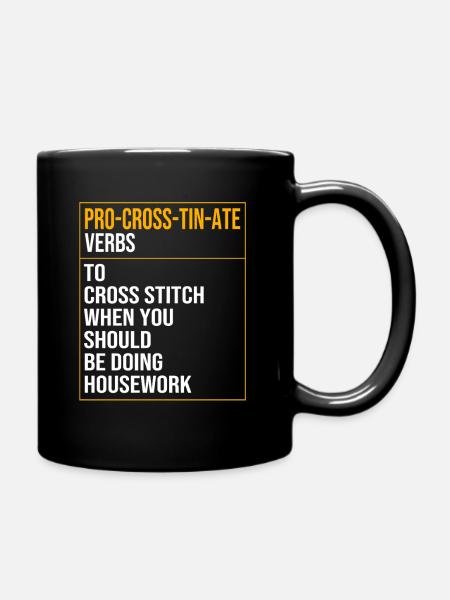 Kreuzstich - Tasse einfarbig - Schwarz