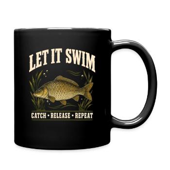Karpfenangeln Catch and Release Shirt - Tasse einfarbig - Schwarz - Rechts