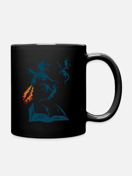 Buch Drachen Fantasy Lesen - Tasse einfarbig - Schwarz