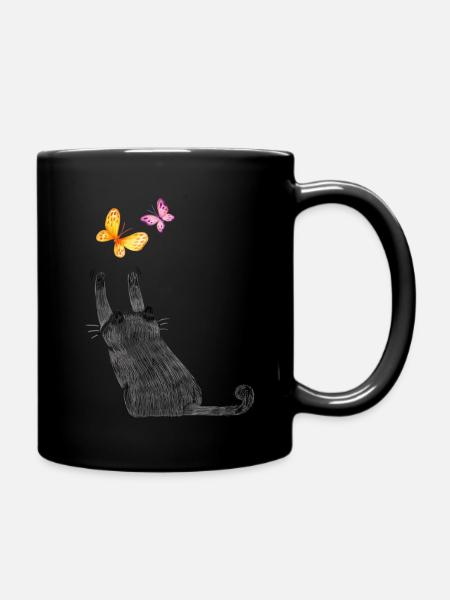 Katzen Katzenmutter Katzenkind Katze Herz - Tasse einfarbig - Schwarz