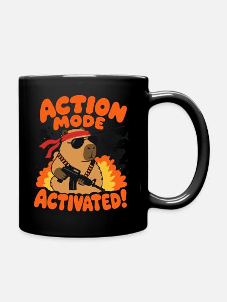 Action Mode Activated – Capybara-Actionheld - Tasse einfarbig - Schwarz