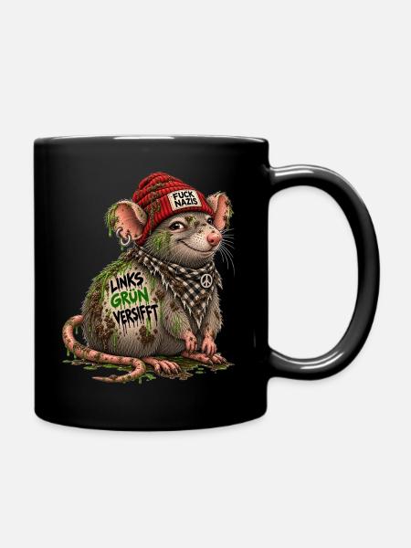 Links Grün Versifft Ratte - Tasse einfarbig - Schwarz