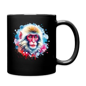 Schneeaffe Motiv - Tasse einfarbig - Schwarz - Rechts
