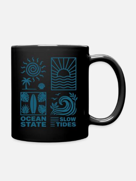 Sonnenuntergang am Ozean Muster - Tasse einfarbig - Schwarz