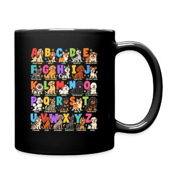 Hunde im bunten ABC - Tasse einfarbig - Schwarz - Rechts