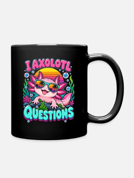 Axolotl am Strand mit Sonnenbrille - Tasse einfarbig - Schwarz