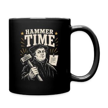 Hammerzeit: Vintage Schmiedekunst - Tasse einfarbig - Schwarz - Rechts