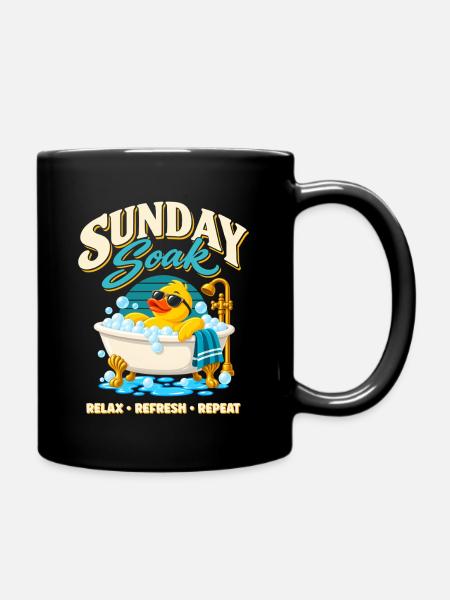 Sunday Soak Badeente – Relax Refresh Repeat - Tasse einfarbig - Schwarz