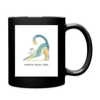 Stretch. Relax. Purr. – Moderne Katzenillustration - Tasse einfarbig - Schwarz - Rechts