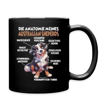  Australian Shepherd Hundehalter T Aussie Anatomie - Tasse einfarbig - Schwarz - Rechts