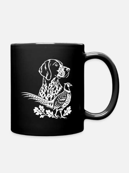 Hundesilhouette in Blütenlinie - Tasse einfarbig - Schwarz