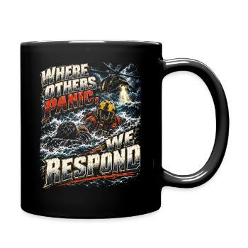 Rettungsschwimmer Where Others Panic We Respond - Tasse einfarbig - Schwarz - Rechts