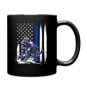 Sled Rider Stars and Stripes – Schneemobilfahren USA - Tasse einfarbig - Schwarz - Rechts