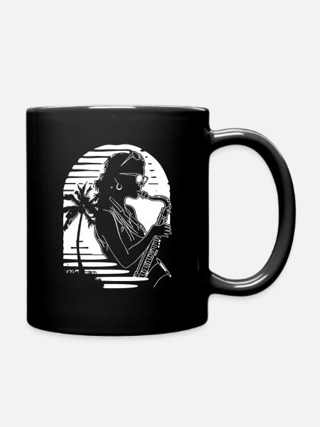 Saxophonistin Skizze - Tasse einfarbig - Schwarz