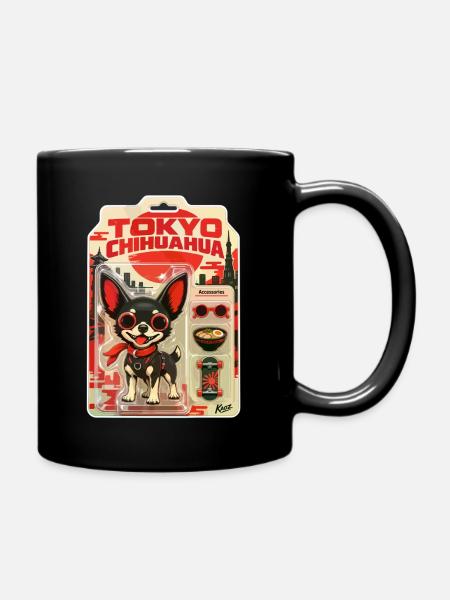 Tokyo Chihuahua Retro-Skyline - Tasse einfarbig - Schwarz