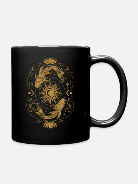 Koi-Sonne-Mond-Gleichgewicht - Tasse einfarbig - Schwarz