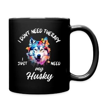 Lebendiger sibirischer Husky-Splash - Tasse einfarbig - Schwarz - Rechts