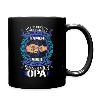 Opa Familie Enkel Lustiger Spruch Geschenk - Tasse einfarbig - Schwarz - Rechts