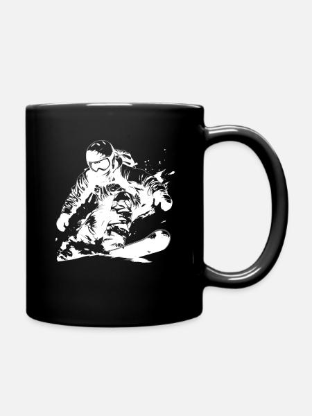 Snowboarder Zeichnung - Tasse einfarbig - Schwarz
